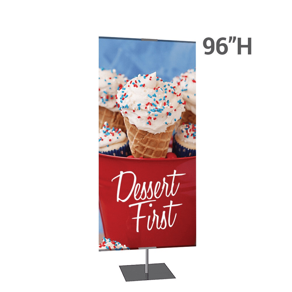 36 x 96 in. Large Classic Banner Stand Silver Travel Base