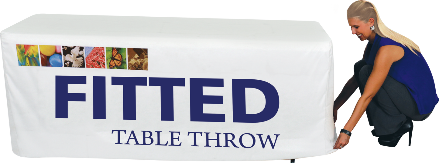 4ft Fitted Dye-Sub Table Throw Economy (48"w x 36"h demo table)