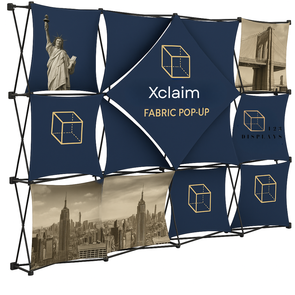 Xclaim Fabric Pop-Up Displays | Lightweight Pop-Up Frames by 123Displays