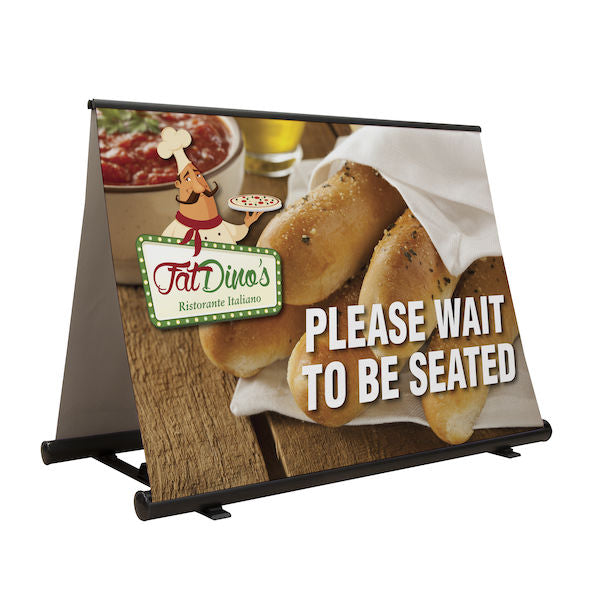 4' or 5' Outdoor A-Frame Retractor Banner (No-Curl Opaque or 13oz Vinyl)