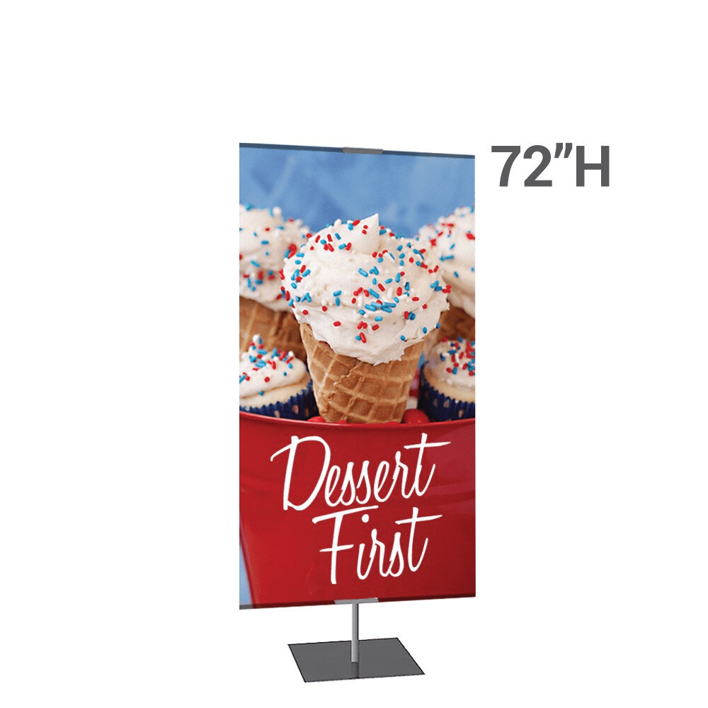 36 x 72 in. Large Classic Banner Stand Silver Square Base