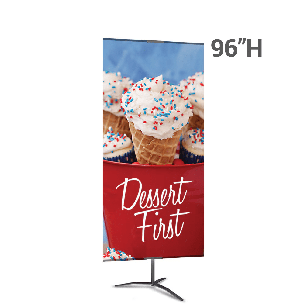 36 x 96 in. Large Classic Banner Stand Silver Travel Base