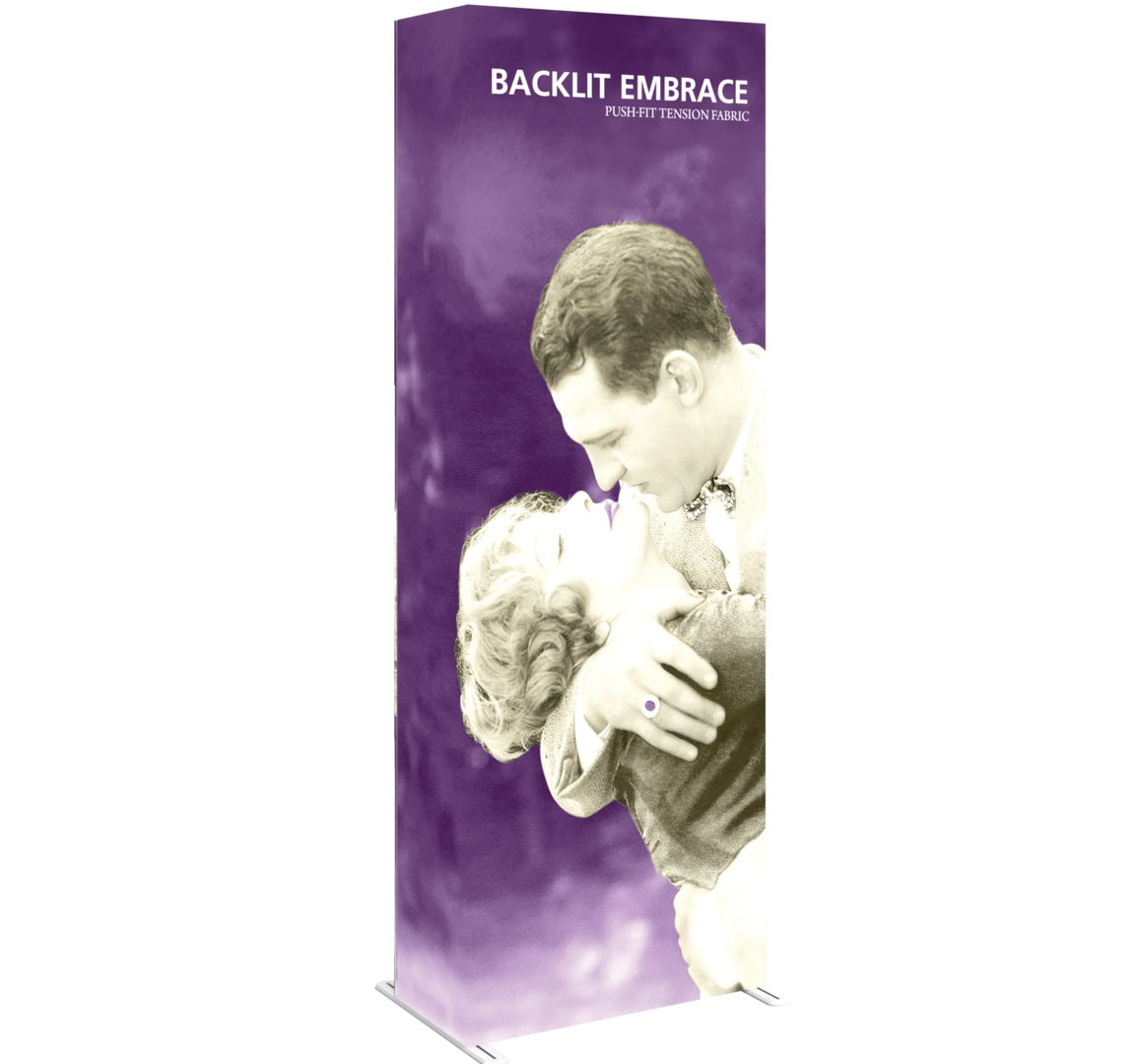 2.5ft x 8ft Embrace Backlit Push-Fit Tension Fabric Display Double-Sided (Graphic Package)