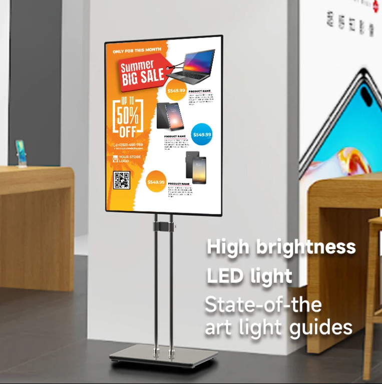 Super Slim Display Stand Lightbox – Tempered Glass+Aluminum Lux Stand