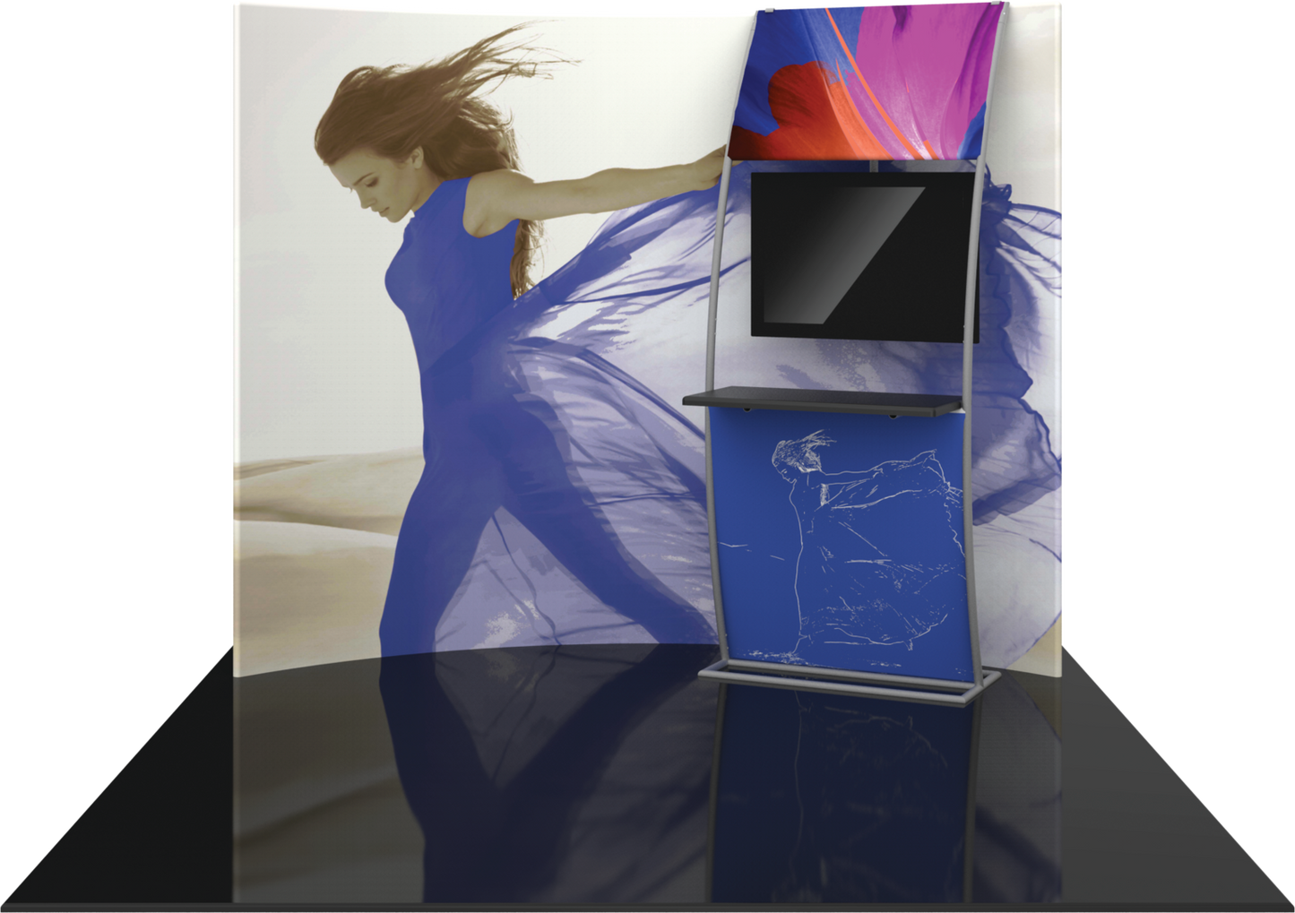 10ft x 8ft Formulate Master HC6 Horizontal Curve Fabric Backwall Graphic w/ Backer (Graphic Package)