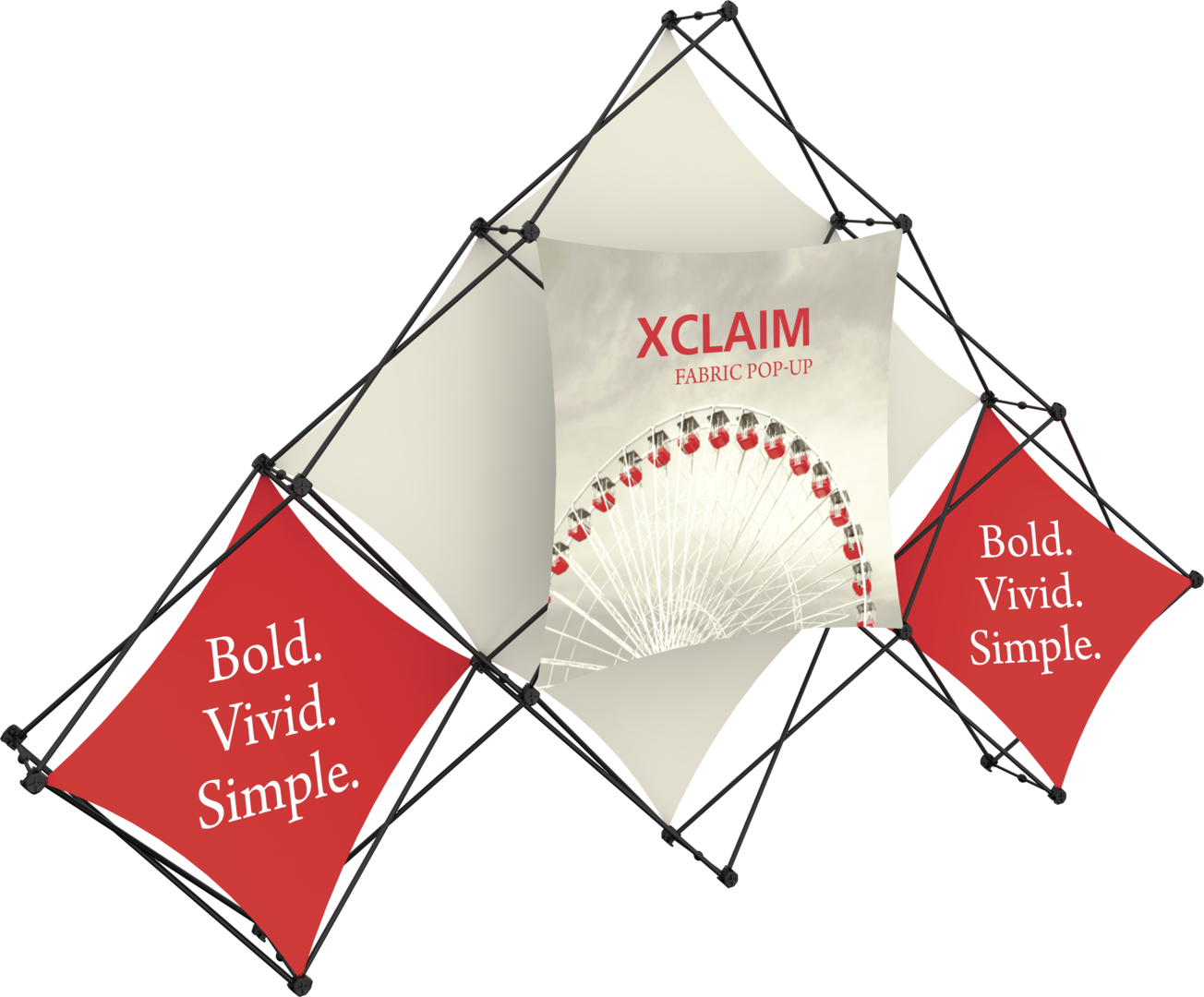 Pyramid Graphics Display 10ft Xclaim 6 Quad Pyramid Fabric Popup Display Kit 02 (Graphics Only ...