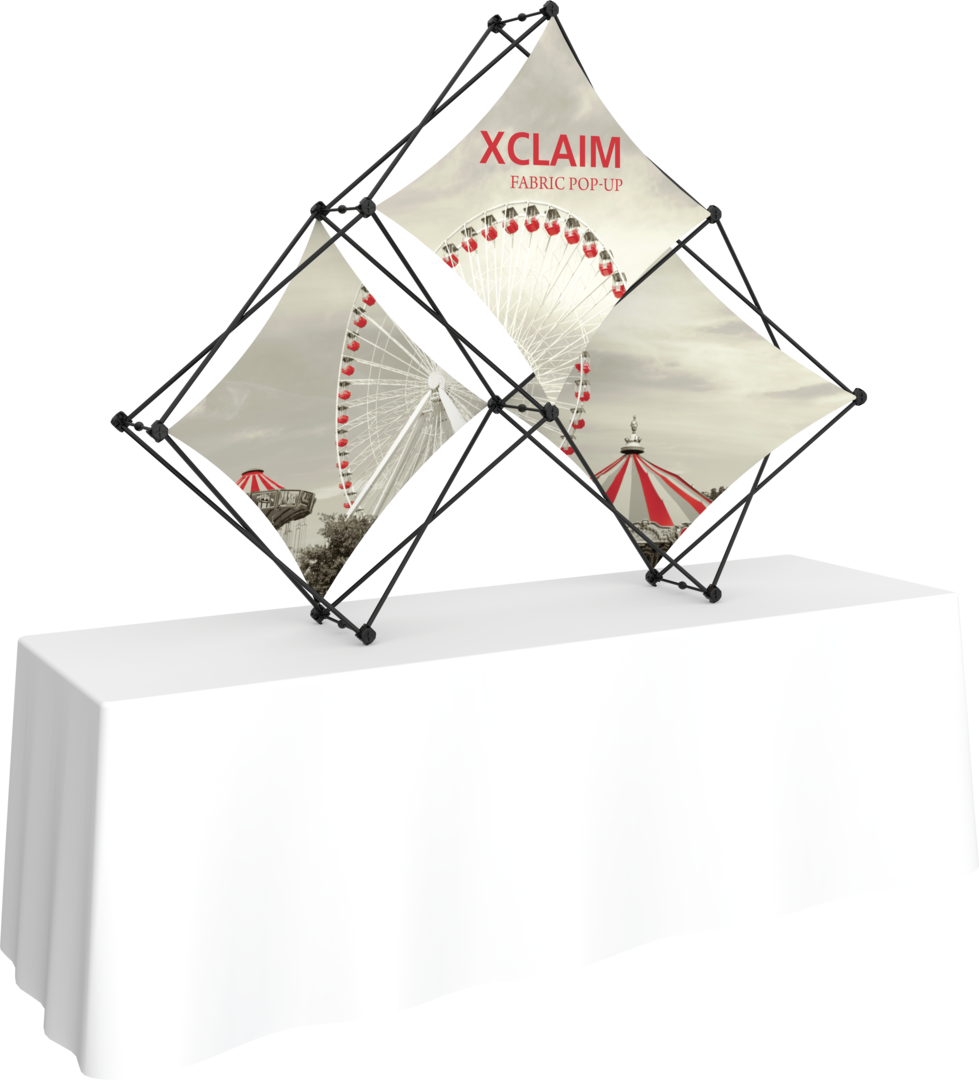 Pyramid Table Display 8ft Xclaim Tabletop 3 Quad Pyramid Fabric Popup Display Kit 01 (Graphi ...